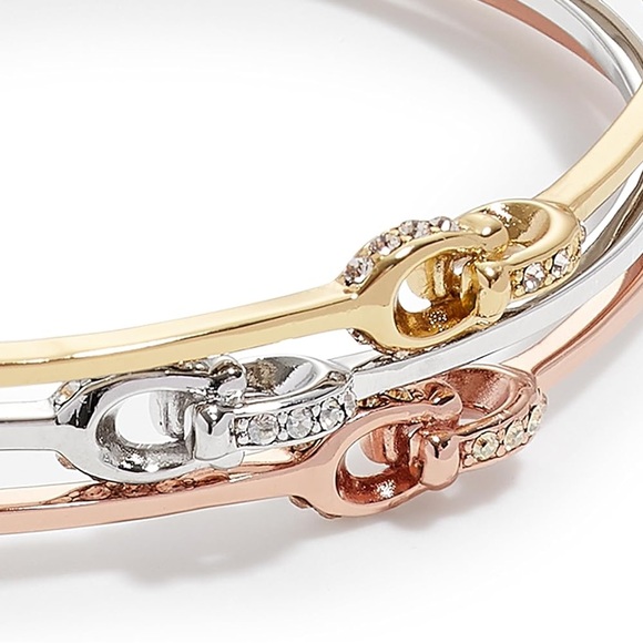 COACH Pavé Signature Bangle Bracelet Set - Picture 7 of 12